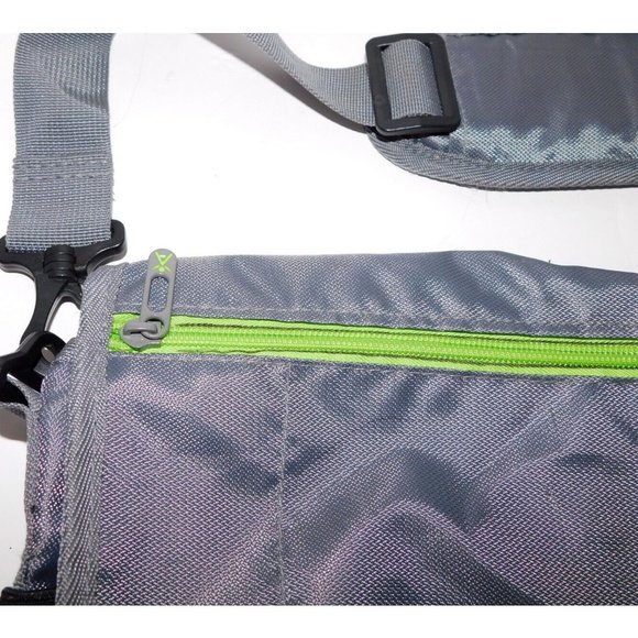 ISAGENIX Gray Neon Green Crossbody Shoulder Messenger Laptop Computer Bag - Picture 4 of 12
